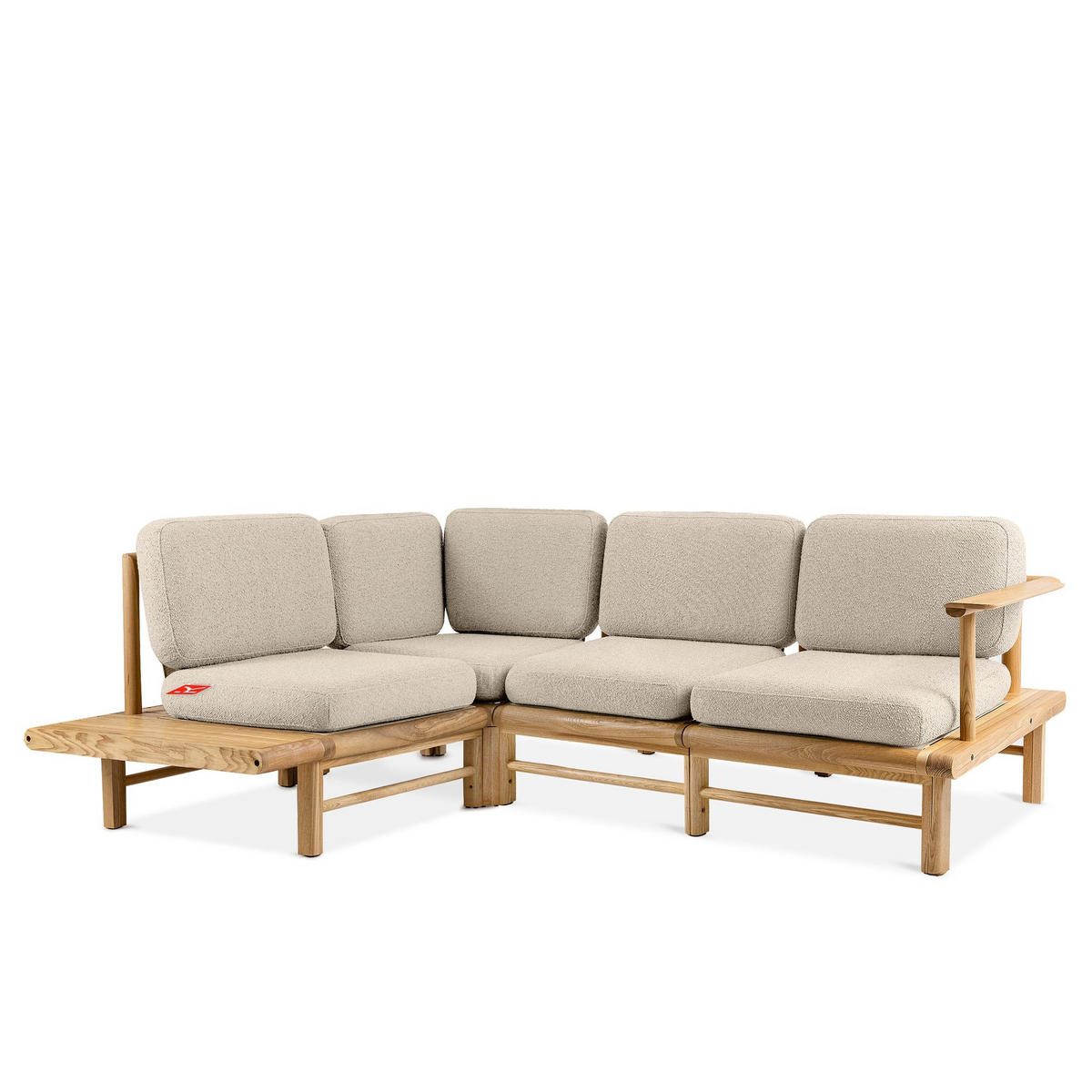 LOUNGESOFA ATREDA links - Creme, Holz/Textil (230/74/175cm) - KONSIMO®