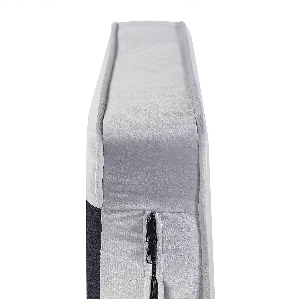 ČALOUNĚNÉ LEHÁTKO CHAISE LONGUE Sametová látka světle šedé pravostranné Allier - šedá/zlatá, textil (150/75/76cm) - Beliani