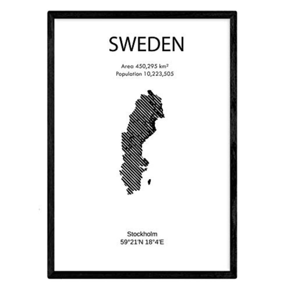 POSTER Länder & Kontinente Schweden A4 Rahmenlos - Klar, Papier (29.7/5/21cm) - Nacnic