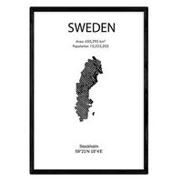 POSTER Länder & Kontinente Schweden A4 Rahmenlos - Klar, Papier (29.7/5/21cm) - Nacnic