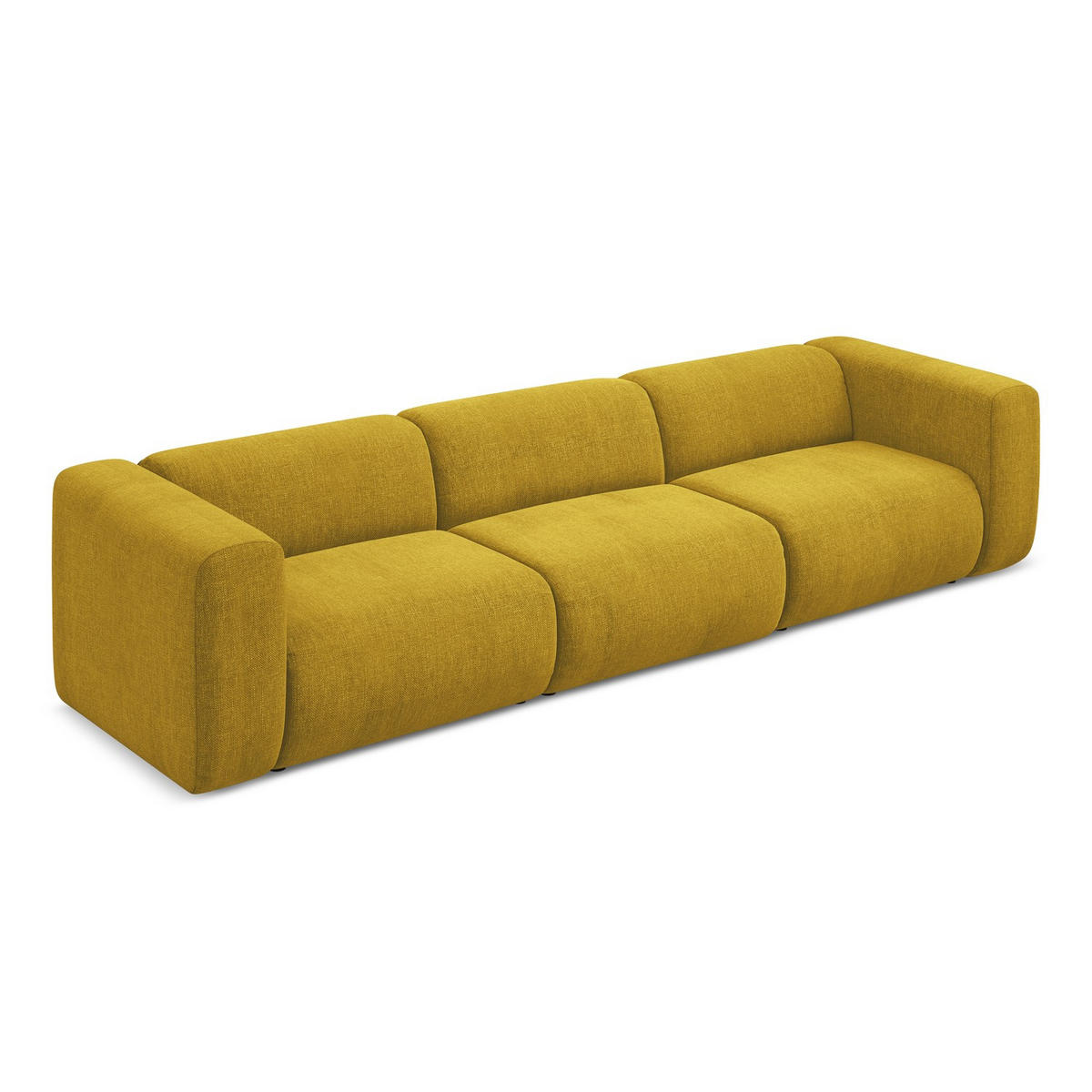 4-SITZER-SOFA Chenille Stoff Gelb - Currygelb/Gelb, Kunststoff/Textil (319/70/89cm) - LaMiaSofa