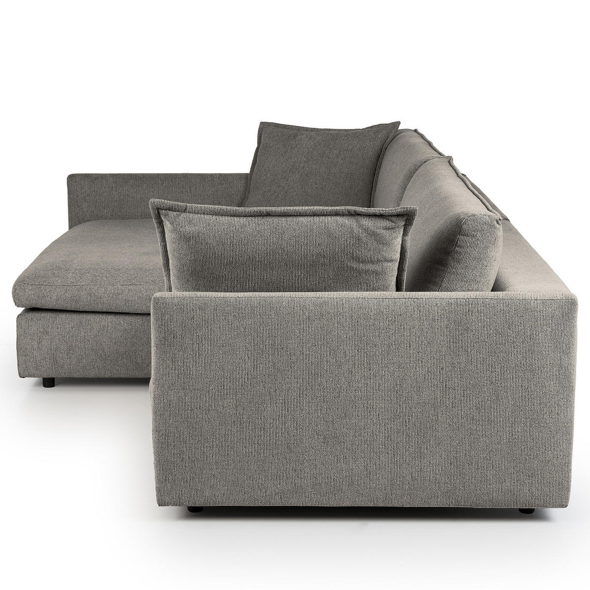ECKSOFA mit Longchair - Schwarz/Grau, Kunststoff/Textil (290/183cm) - home24