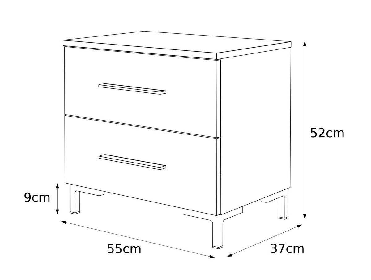 NACHTTISCH LINA GOLD mit Beinen, Hochglanz - Weiß, Holzwerkstoff (55/52/37cm) - Lookway