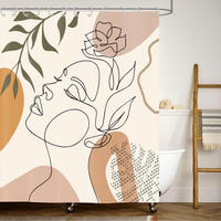 DUSCHVORHANG Beige 180 x 200 cm abstrakt Kunst Boho wasserdicht waschbar Badewanne - Multicolor, Textil (180/90cm) - MCBOSON