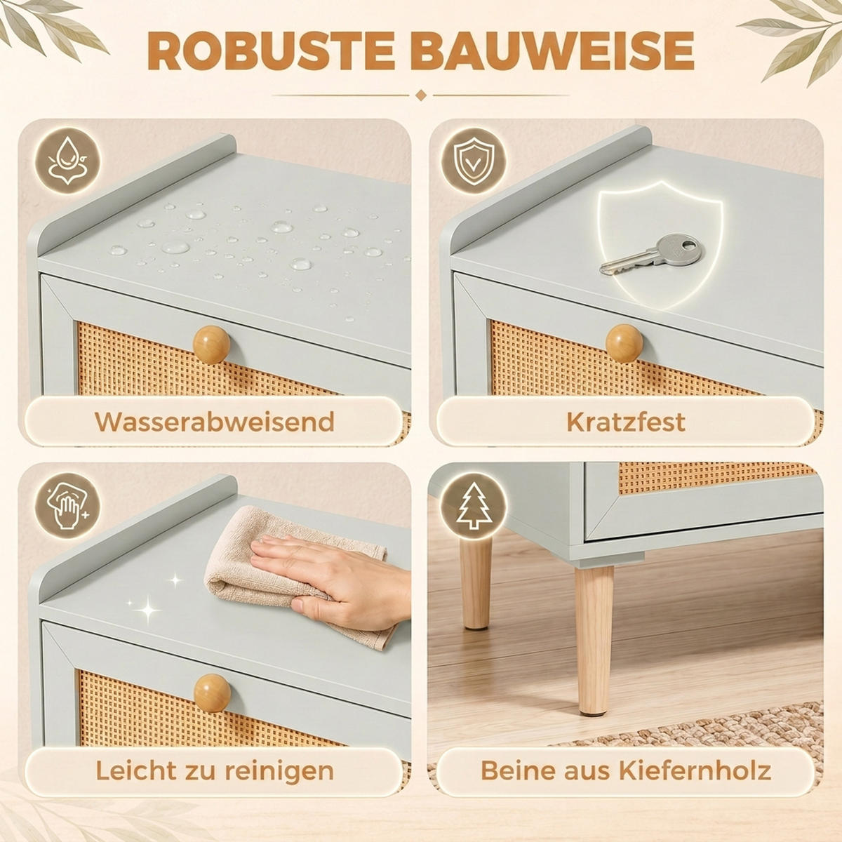 KOMMODE MDF Kiefernholz Salbeigrün - Salbeigrün/Naturfarben, Holz/Holzwerkstoff (40/109.2/80cm) - HOMCOM