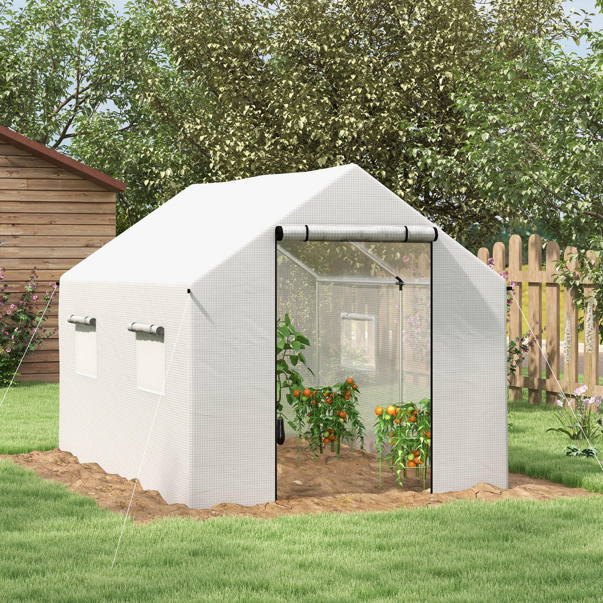 GEWÄCHSHAUS DE-11971 6 m² mit Tür & 4 Fenstern Weiß - Weiß, Kunststoff (300/200/200cm) - ComfortXL