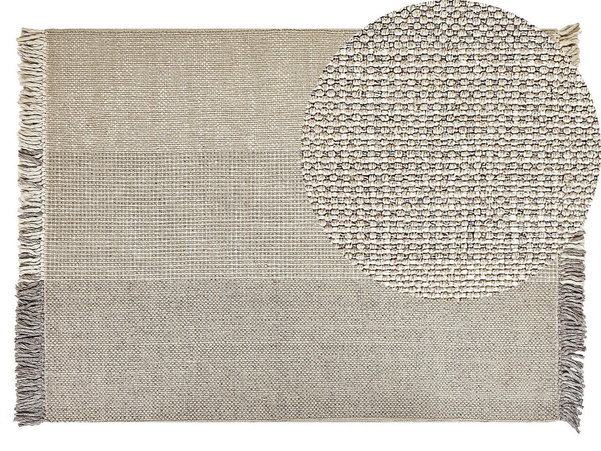 TEPPICH geflochten Tekeler 200/140 cm - Grau, Textil (140/200cm) - Beliani