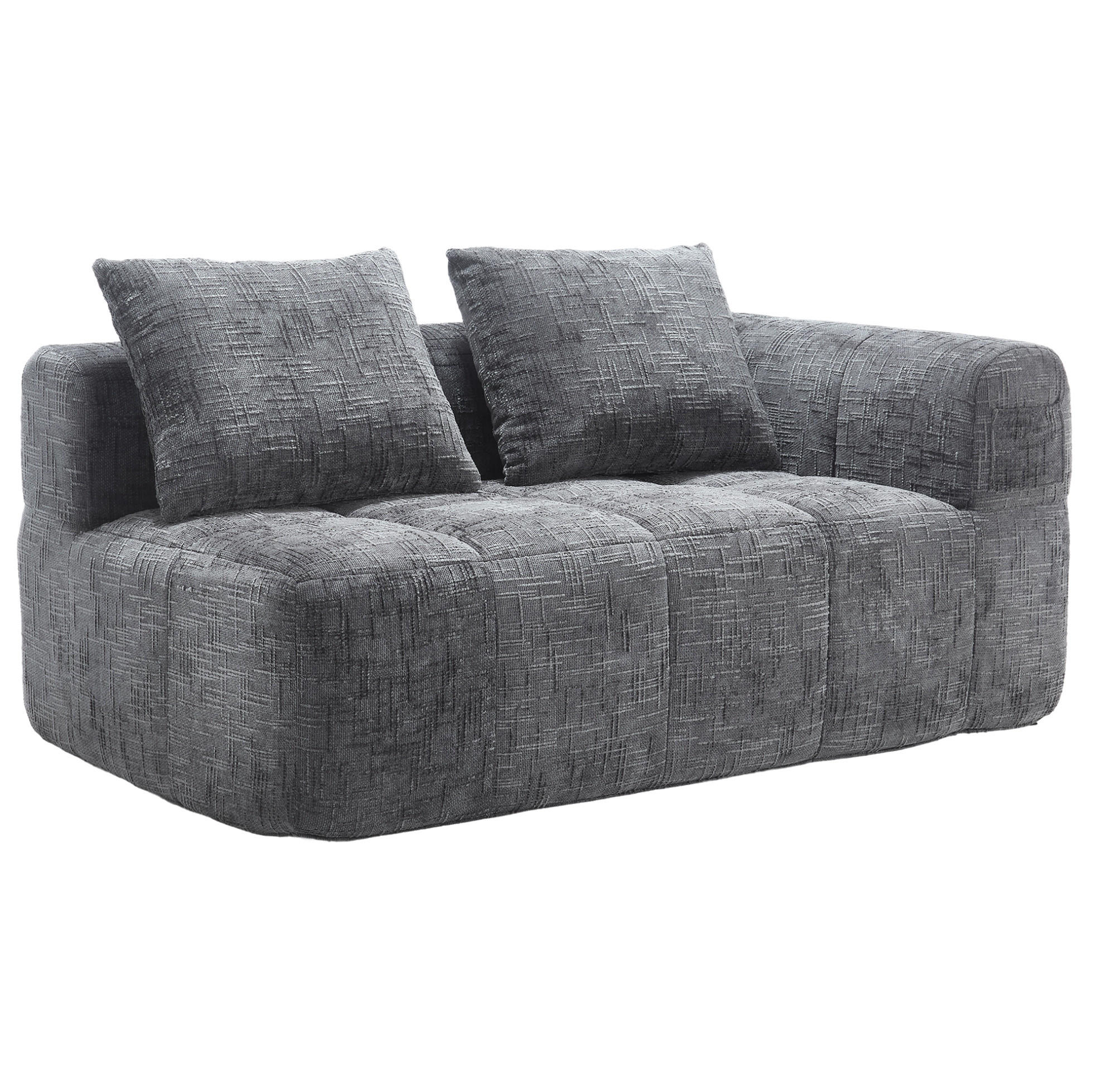 SOFA mit Seitentaschen 158x90x60 cm Chenille Gray - Grau, Kunststoff (158/60/90cm) - Meubliv