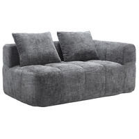 SOFA mit Seitentaschen 158x90x60 cm Chenille Gray - Grau, Kunststoff (158/60/90cm) - Meubliv