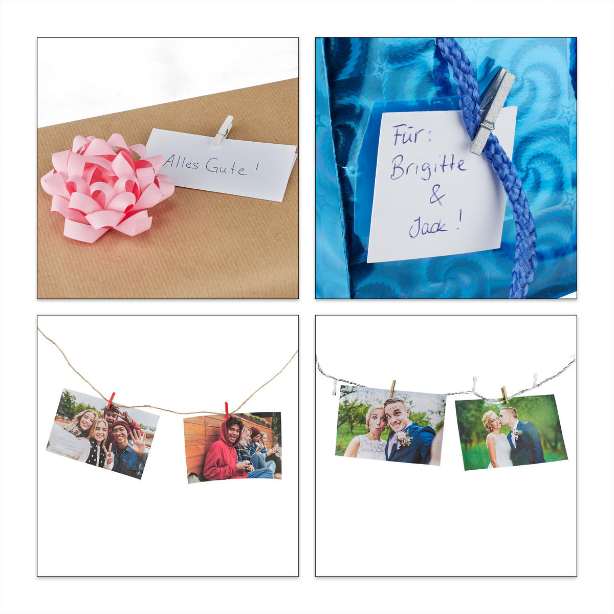 400XMINI-HOLZKLAMMERN - Weiß, Holz (0.8/2.5/0.3cm) - Relaxdays