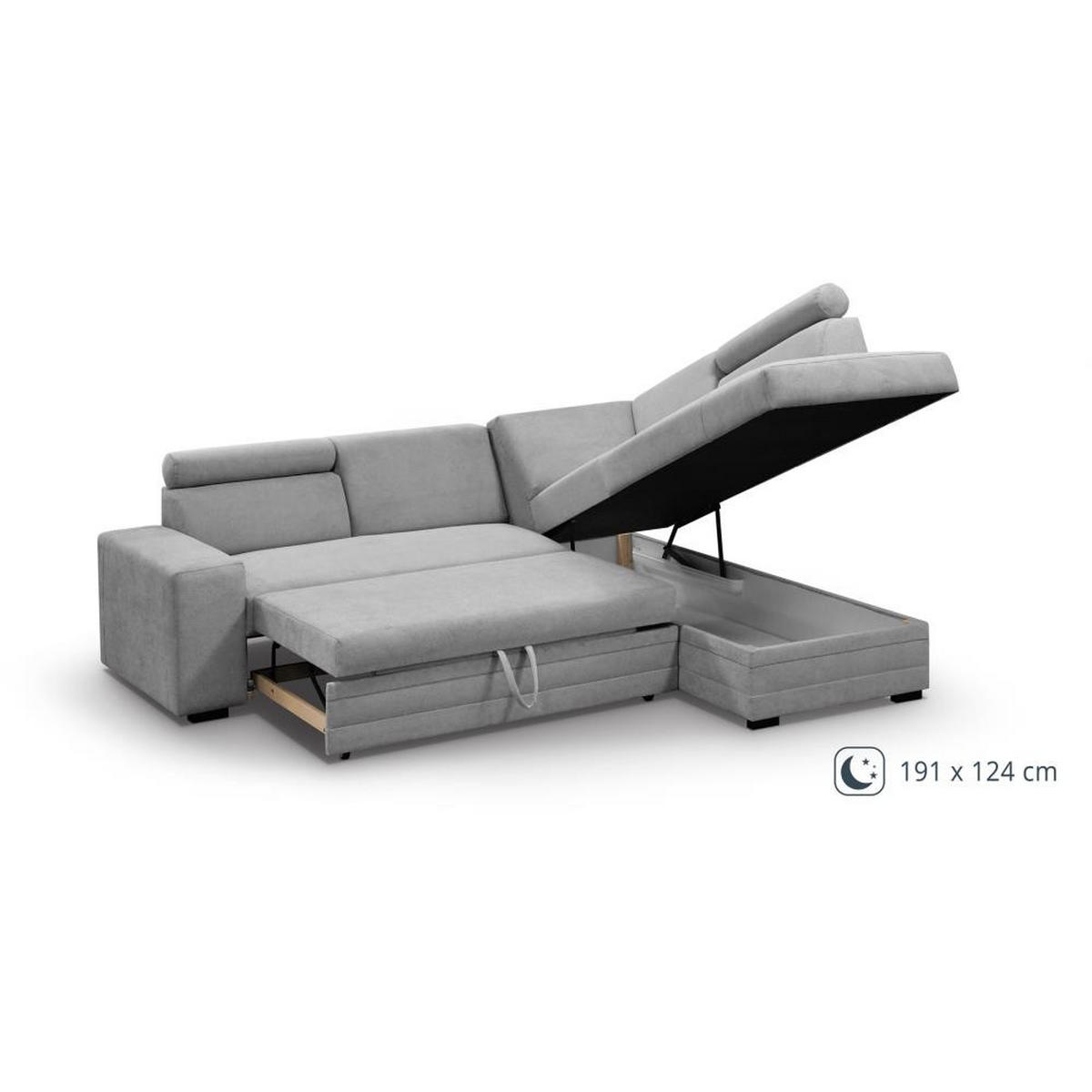 ECKSCHLAFSOFA Roma grau rechts - Schwarz/Grau, Textil (250/205cm) - Beautysofa