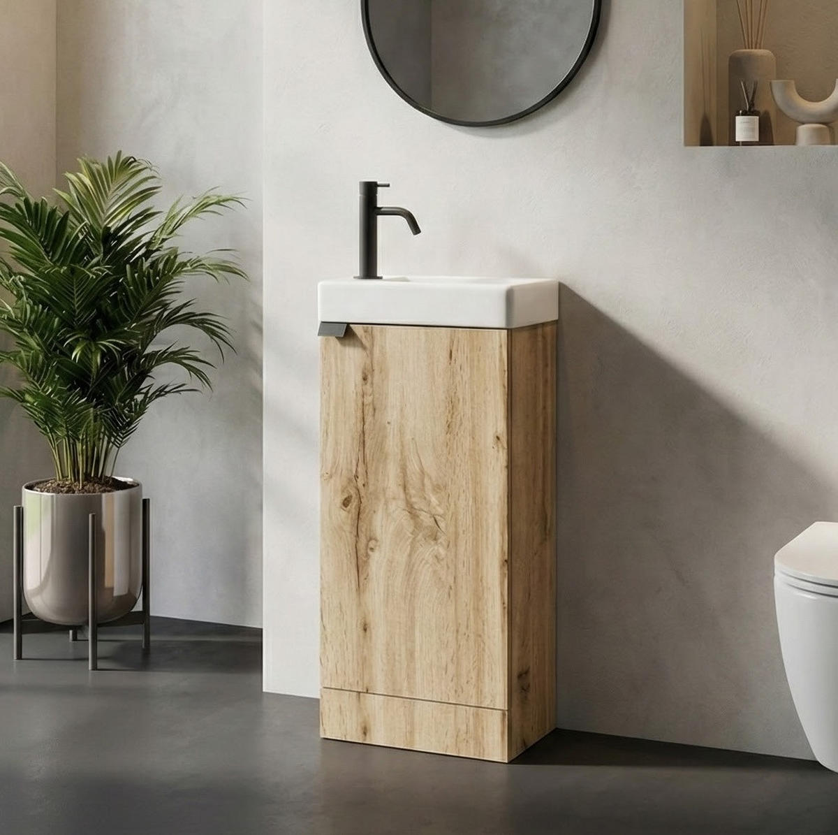 GÄSTE-WC-MÖBELSET Orion 2 Teile Eiche - 40 x 22 x 88 cm - Eichefarben, Holz (40/88/22cm) - Badplaats