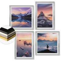 WANDBILDER 4er Set - 50x50 cm & 40x60 cm Silberner Rahmen - Landschaften Berge Seen jelen - Silberfarben, Kunststoff (50/50cm) - ArtPrintCave