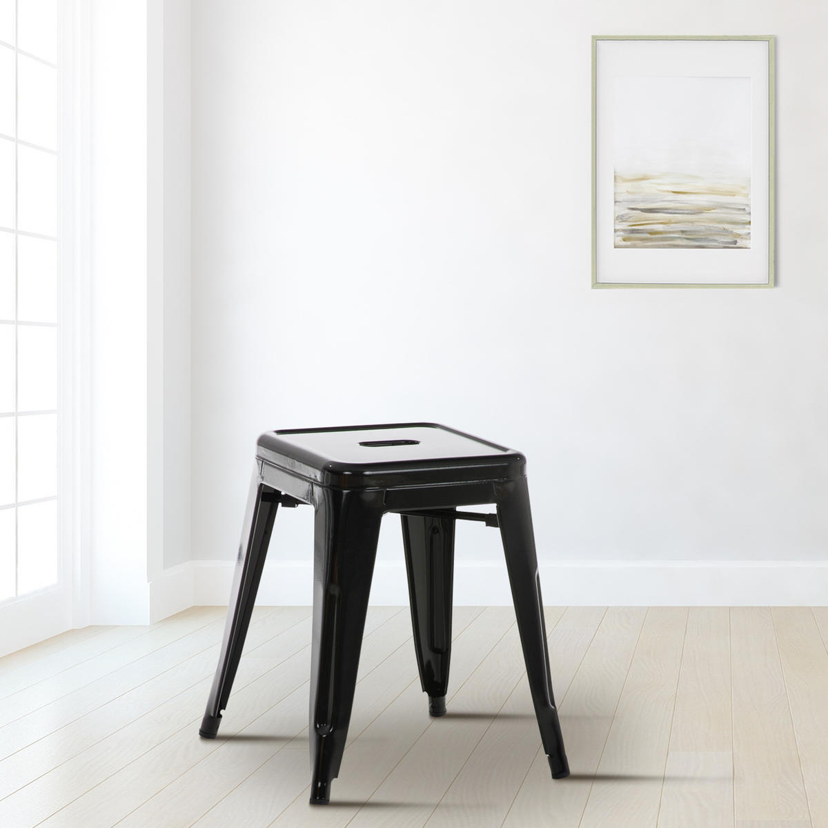SITZHOCKER Arvida schwarz - Schwarz, Metall (40/46/40cm) - TPFLiving