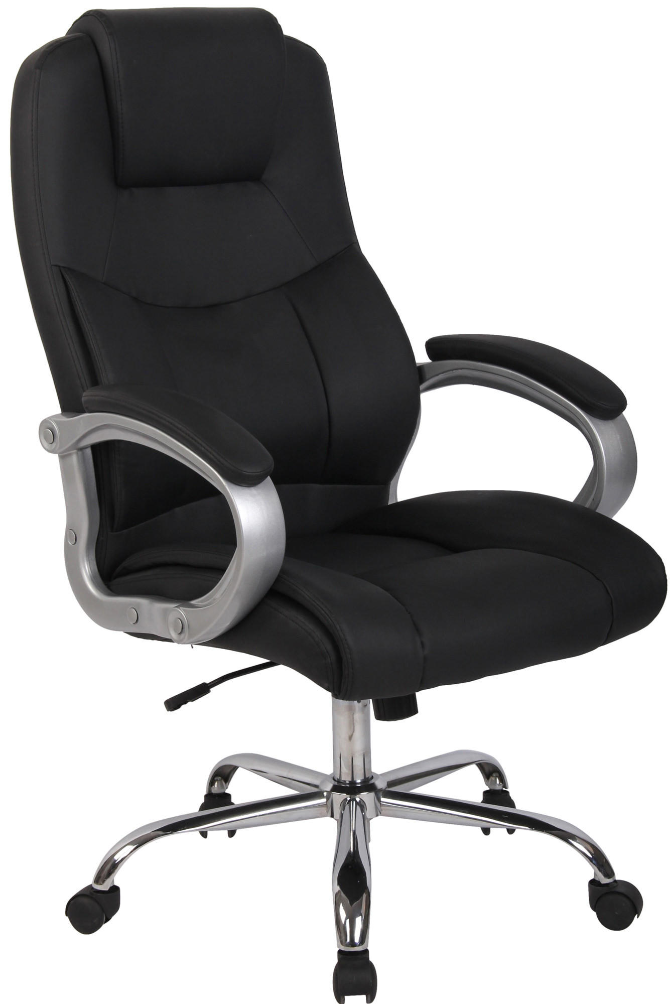 CHEFSESSEL Lederlook schwarz - Chromfarben/Schwarz, Textil/Metall (66/113/70cm) - CLP
