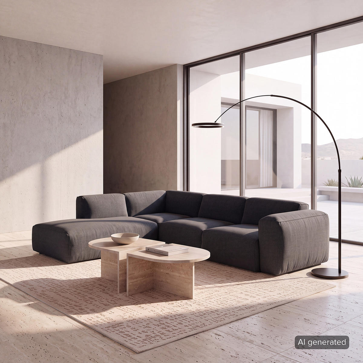 3-SITZER ECKSOFA mit Recamiere - Schwarz/Grau, Kunststoff/Textil (295/231cm) - home24