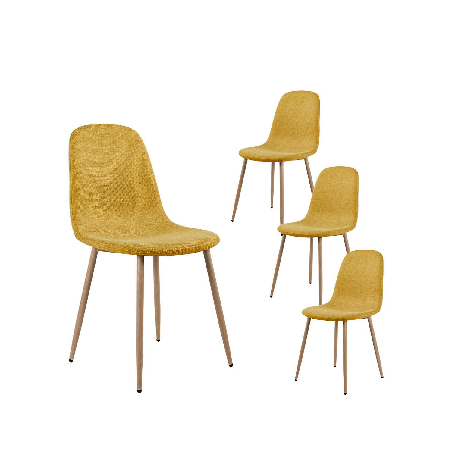 ESSZIMMERSTUHL Ellis Senf / Gelb 43 cm x 87 cm 4er-Set - Dunkelgelb, Textil (43/87/54cm) - Klast Home