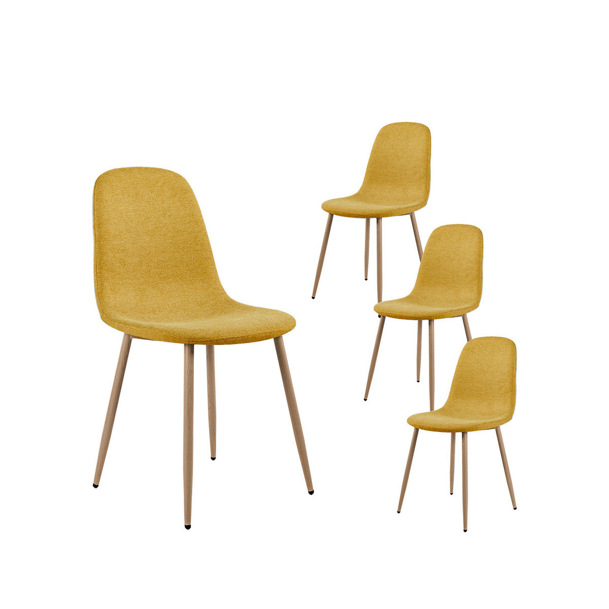 ESSZIMMERSTUHL Ellis Senf / Gelb 43 cm x 87 cm 4er-Set - Dunkelgelb, Textil (43/87/54cm) - Klast Home