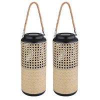 LED AUSSENLEUCHTE Bambus Braun Schwarz 2er Set - Braun, Holz (12/12/45cm)