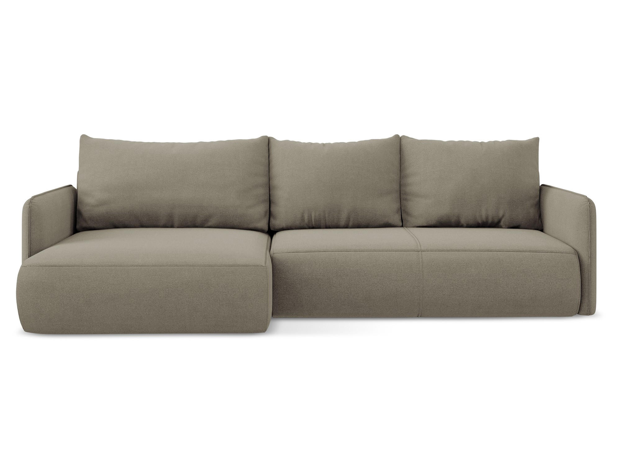 ECKSOFA mit Schlaffunktion Strukturstoff Stoff Beige - Beige/Schwarz, Kunststoff/Textil (148/240cm) - Makamii