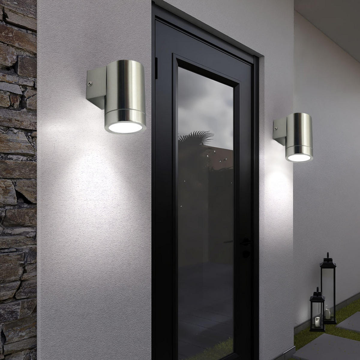 LED AUSSEN-WANDLEUCHTE Edelstahl Silber - Silberfarben, Glas/Metall (7.6/11.8/10.5cm)