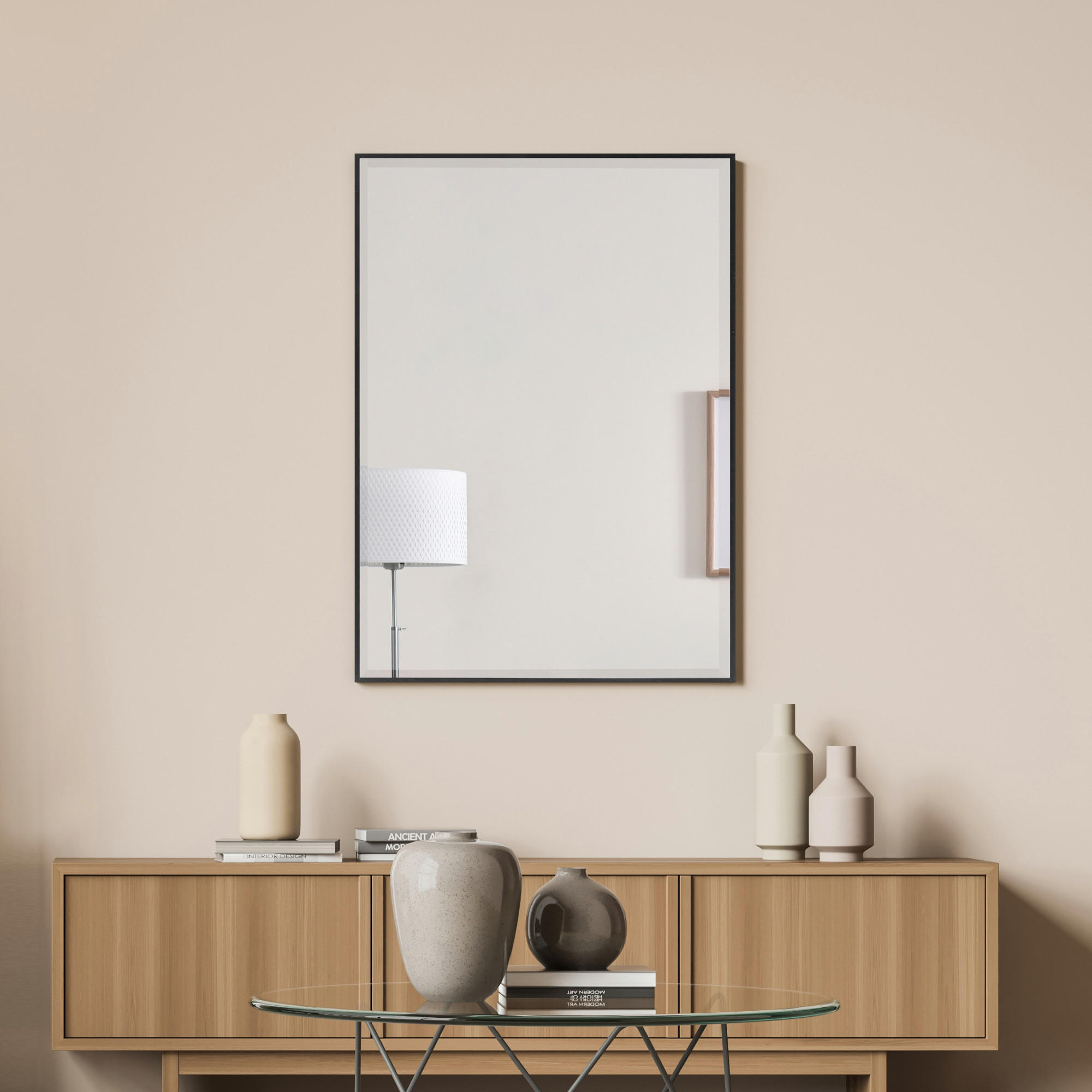 WANDSPIEGEL Novoli - Schwarz, Glas/Kunststoff (50/4/70cm) - [en.casa]