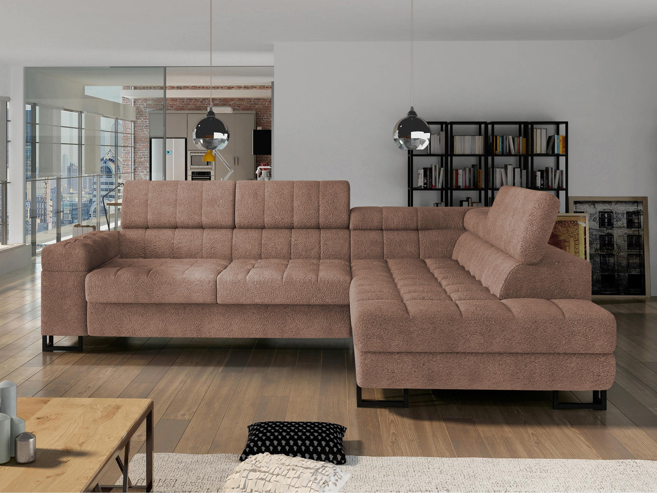 ECKSOFA Laris, Seite: Rechts - Hellbraun/Schwarz, Holz/Textil (271/203cm) - MIRJAN24