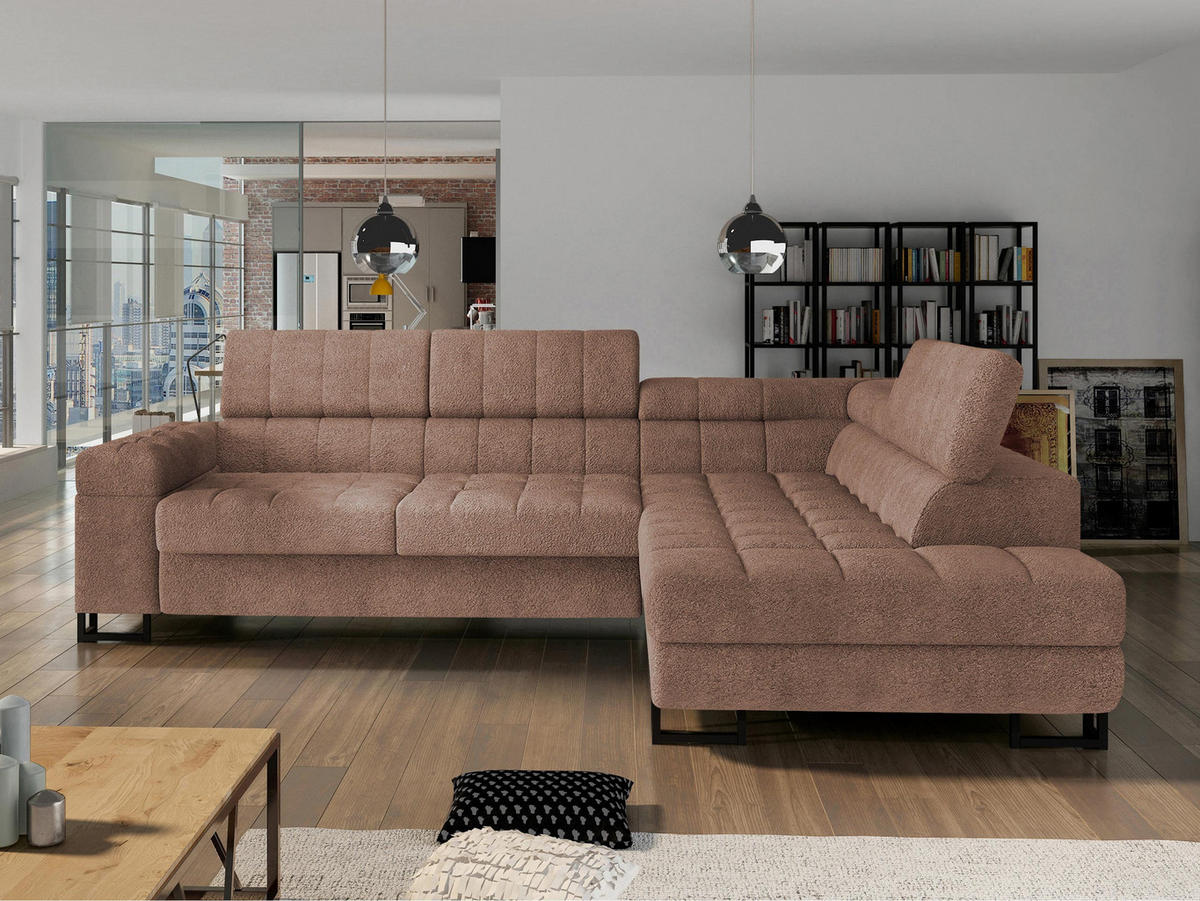 ECKSOFA Laris, Seite: Rechts - Hellbraun/Schwarz, Holz/Textil (271/203cm) - MIRJAN24