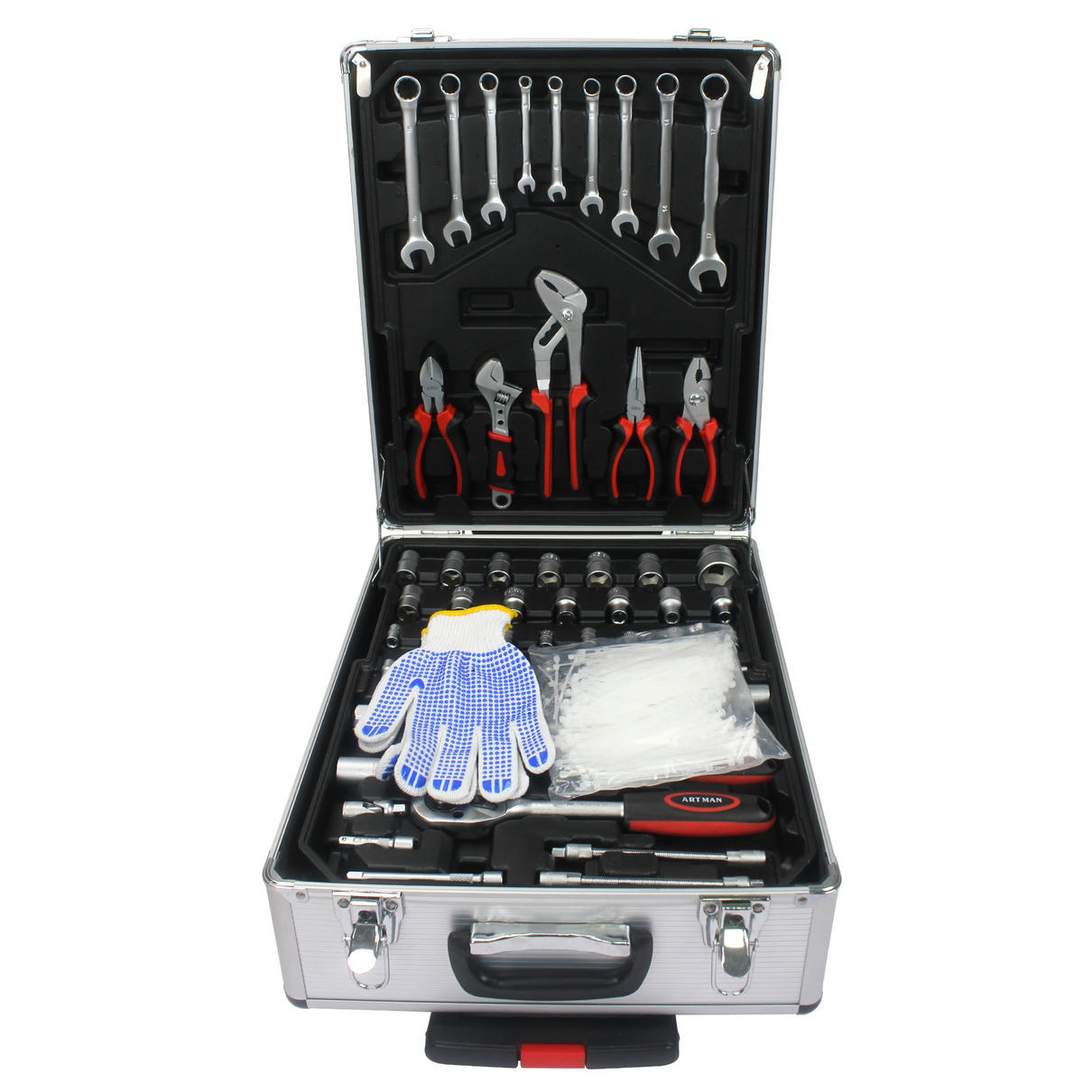 WERKZEUGSET 899 TEILE, rollender Wagen mit 4 Schubladen, Silber - Silberfarben, Kunststoff (20/51/36.5cm) - Novahome