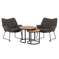 MÖBELSET Couchtisch Fermo, 2er Set Sessel Aliano dunkelgrau - Dunkelgrau/Schwarz, Holz/Textil (58/45/58cm) - bene living