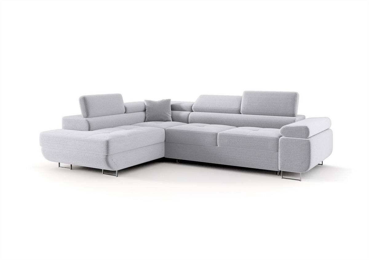 ECKSOFA Monaro Mit Schlaffunktion - Hellgrau, Holzwerkstoff/Textil (275/202cm) - Fun Möbel