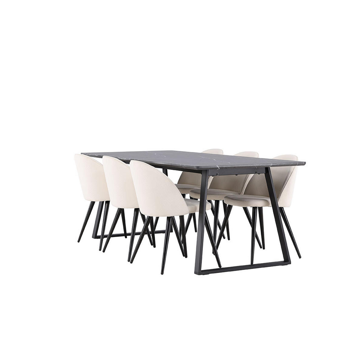 TISCHGRUPPE beige - Dunkelgrau, Holz (200/75/90cm) - ebuy24