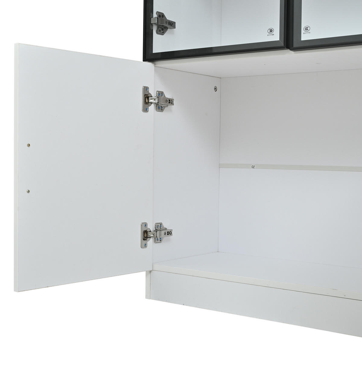 VITRINE 120/32/200 cm aus MDF mit Glastüren, LED-Beleuchtung und Sanftschluss Weiß - Weiß, Holzwerkstoff (120/200/32cm) - Modenvie