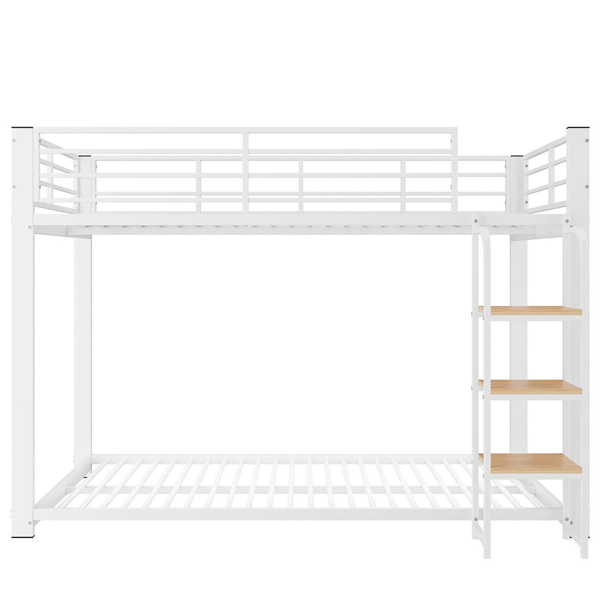 ETAGENBETT 90/200 cm in Weiß/Walnuss mit Leiter und Rausfallschutz - Weiß, Metall (90/200cm) - Modenvie