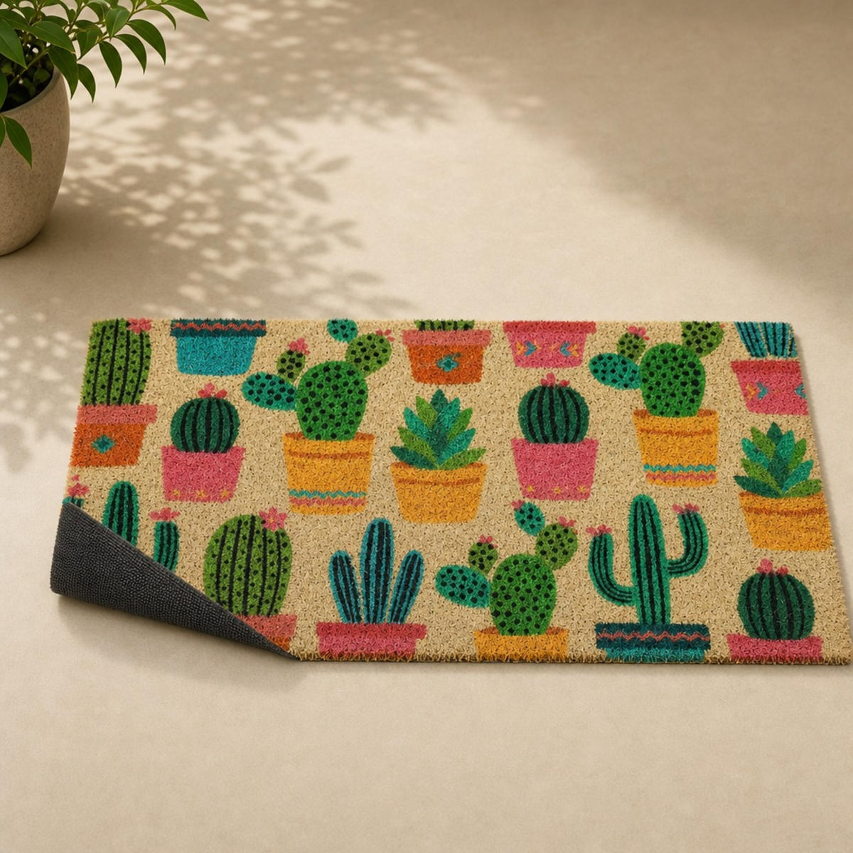 FUSSMATTE Mehrfarbig Kokosfaser rutschfest 75x42 cm - Multicolor, Kunststoff/Textil (75/42cm) - Relaxdays