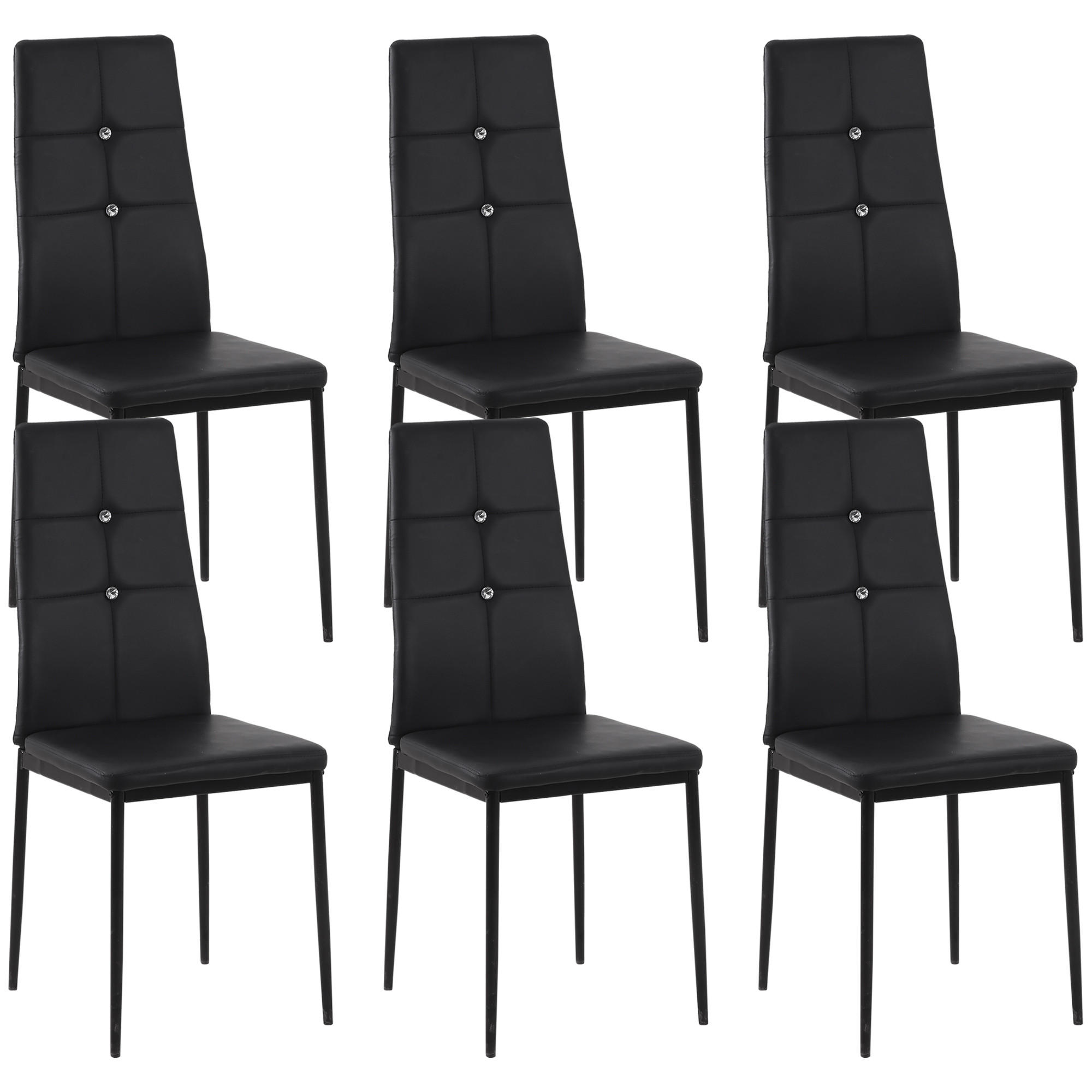 STÜHLE Schwarz 6 Stück - Schwarz, Leder (41/97/50cm) - GiPP