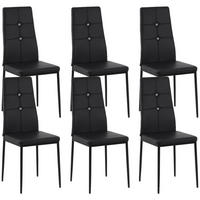 STÜHLE Schwarz 6 Stück - Schwarz, Leder (41/97/50cm) - GiPP