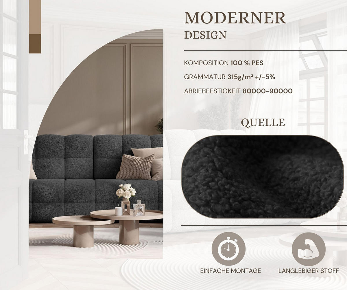 SCHLAFSOFA MOLLY mit Bettkasten, Stoff Anthrazit - Anthrazit, Textil (248/92/93cm) - Idohome