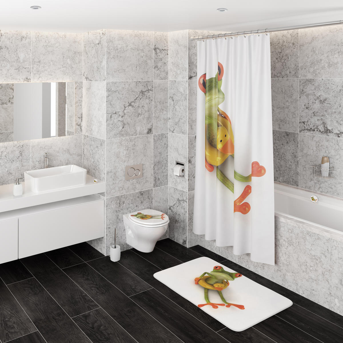 DUSCHVORHANG Froggy 180 x 200 cm - Grün, Textil (180/200cm) - Sanilo