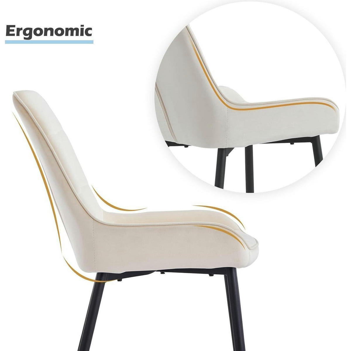 ESSZIMMERSTÜHLE 2er Set Samt Creme - Creme, Textil (48.5/83/40cm)