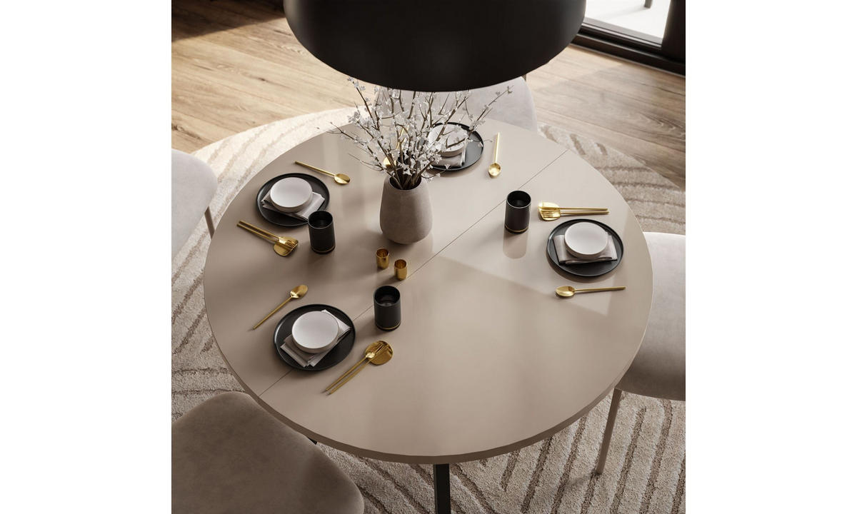 ESSTISCH VOLTA GLOSS 100/100/72,5 cm Tischplatte: Kaschmir Glanz; Gestell: Schwarz - Kaschmir/Schwarz, Holzwerkstoff/Metall (100/100/72.5cm) - Lookway