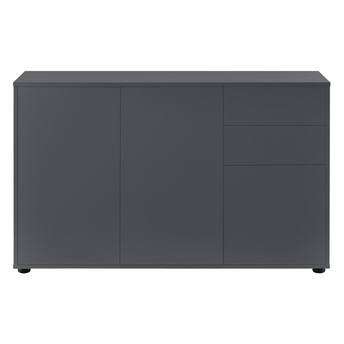 SIDEBOARD Paarl 3-türig - Dunkelgrau, Holzwerkstoff (117/74/36cm) - [en.casa]
