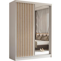 SCHWEBETÜRENSCHRANK Cabinio Weiß Eiche Artisan 160/216/61 cm – mit Spiegel und Lamellen - Walnussfarben/Weiß, Holzwerkstoff/Kunststoff (160/216/61cm) - AX Living