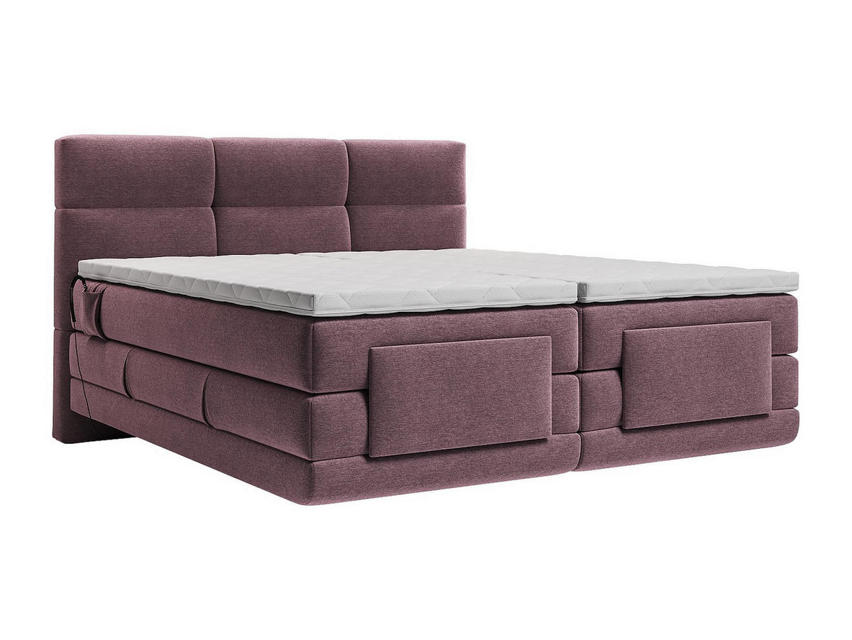 BOXSPRINGBETT - 2 Personen - stoff - bordeaux Lodi - Bordeaux, Textil (90/200cm) - Vente-Unique