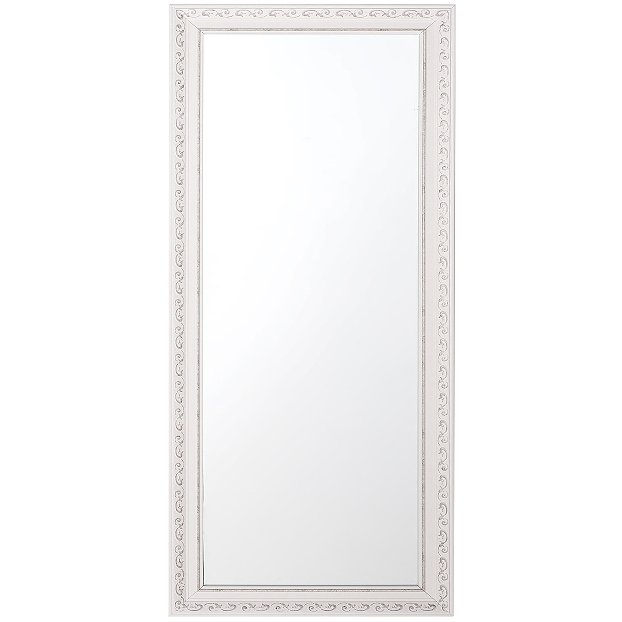 WANDSPIEGEL weiß/silber rechteckig 50/130 cm Mauleon - Silberfarben/Weiß, Kunststoff (50/130/3cm) - Beliani