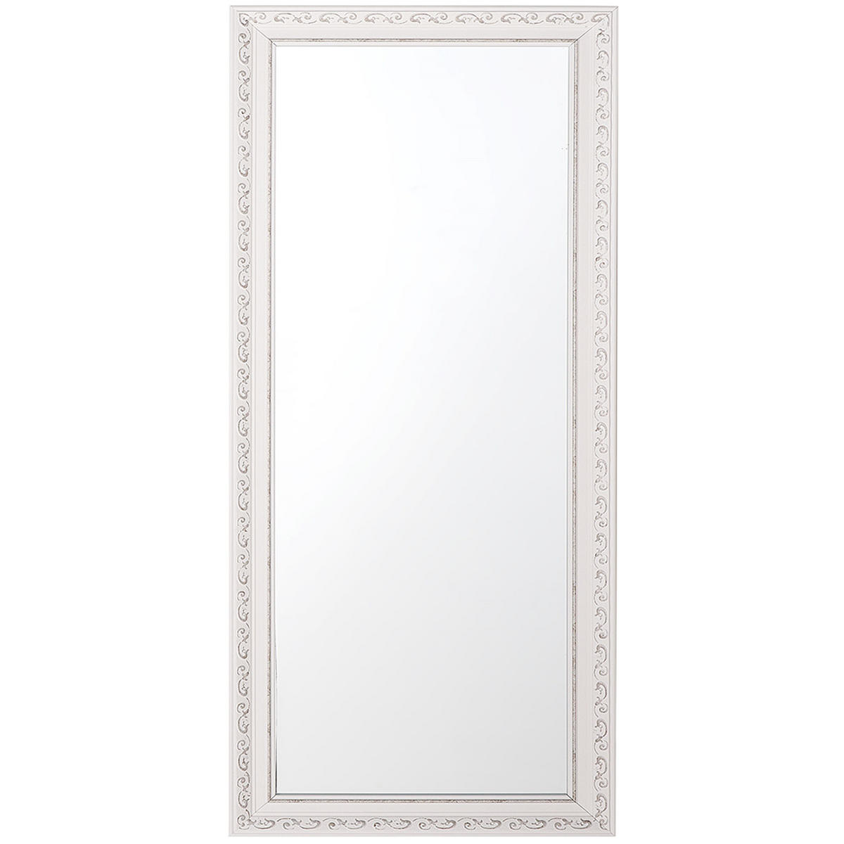 WANDSPIEGEL weiß/silber rechteckig 50/130 cm Mauleon - Silberfarben/Weiß, Kunststoff (50/130/3cm) - Beliani