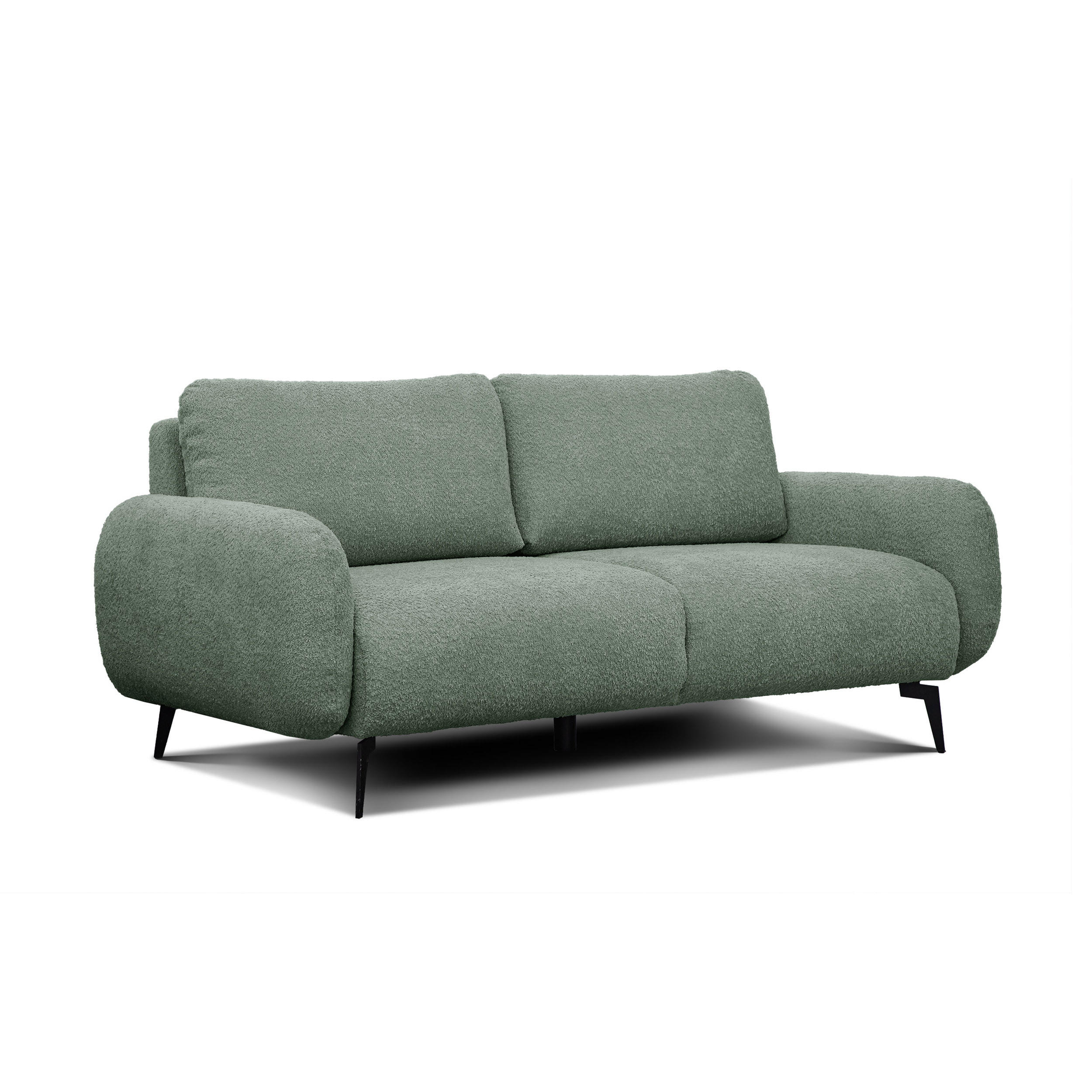 SOFA FEBE 3-Sitzer, salbeigrün - Salbeigrün/Schwarz, Holz/Textil (190/82/96cm) - Courtois Laville