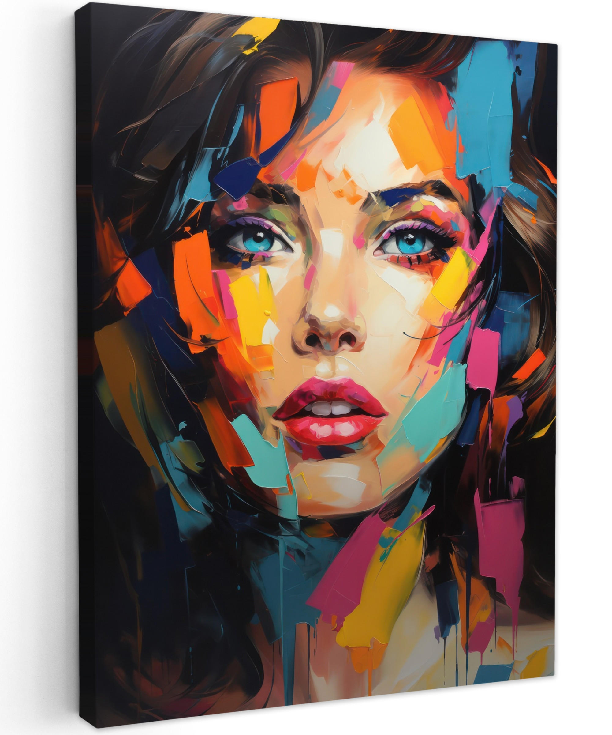 LEINWANDBILD Frau - Porträt - Farbenfroh - Kunst 30x40 cm - Multicolor, Textil (30/40cm) - MuchoWow