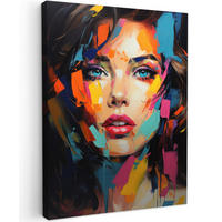 LEINWANDBILD Frau - Porträt - Farbenfroh - Kunst 30x40 cm - Multicolor, Textil (30/40cm) - MuchoWow