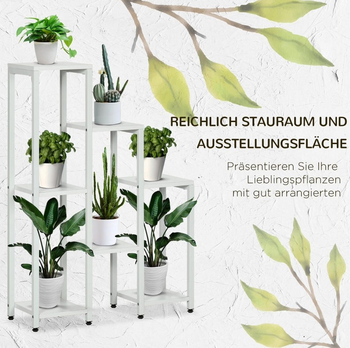 BLUMENTREPPE aus Stahl 65x23x94,5 cm in Weiß mit 7 Ebenen - Weiß, Metall (23/94.5/65cm) - Modfu